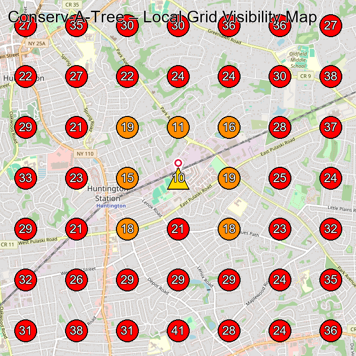 Conserv-A-Tree GeoGrid visibility map for Lawn Care Service in Huntington Station